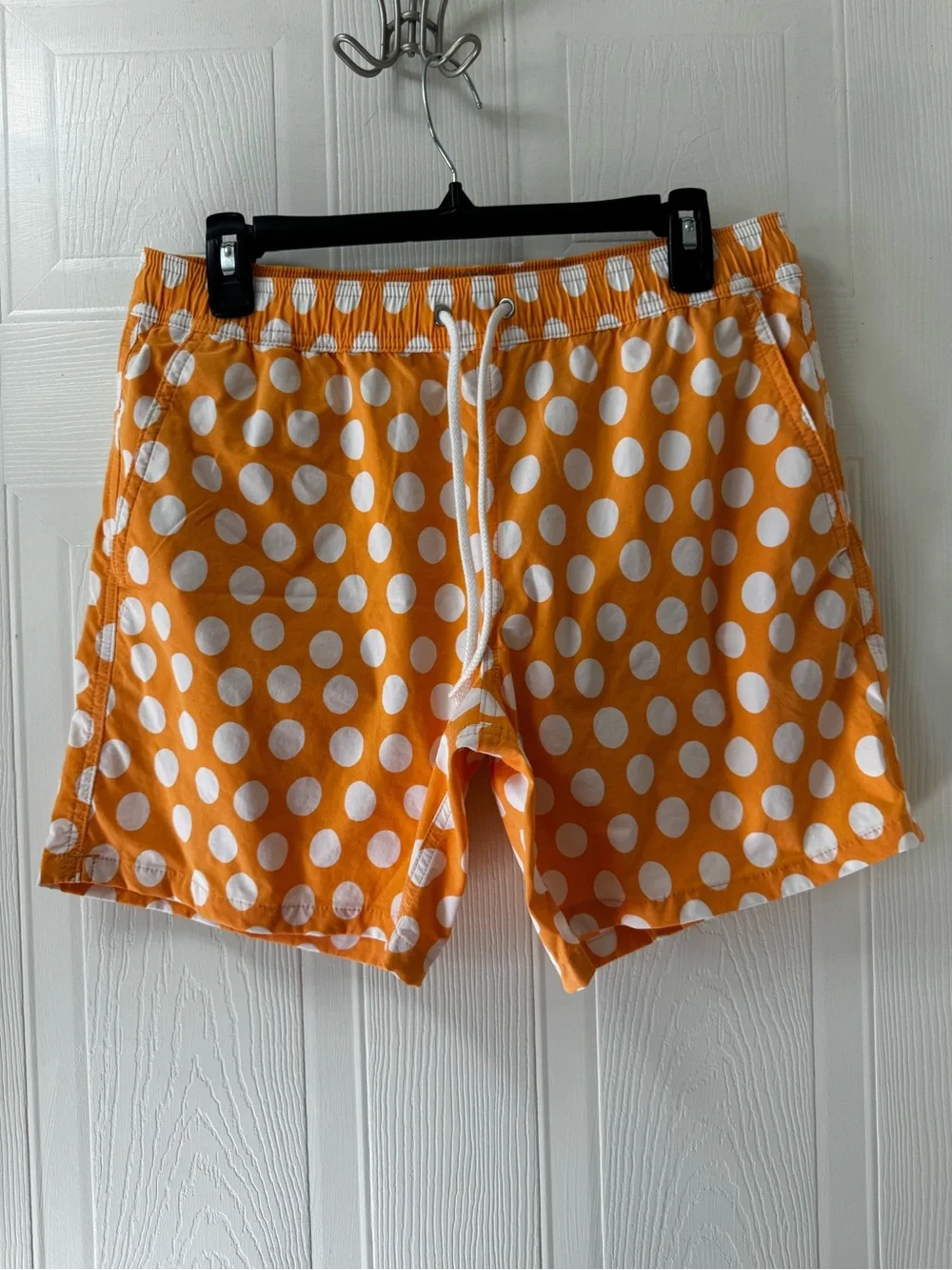 J. Crew Orange Swim Trunks with White Polka Dots